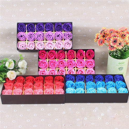 18Pcs Scented Rose Flower Petal Bath Body Soap Wedding Party Gift